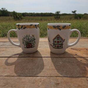 Set of 2 Thomson Pottery Birdhouse Mugs , Cottagecore Country Vintage